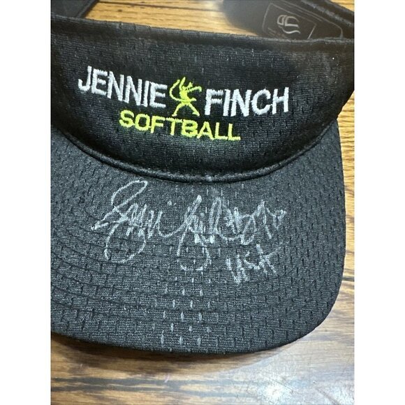 Autographed/signed JENNIE FINCH Visor Hat.  Black - Picture 2 of 6